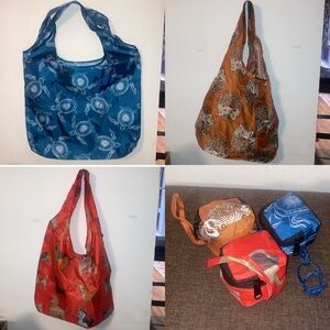 3 Bee Green Reusable Grocery Shopping Bags: Turtle, Dogs, Hedgehog